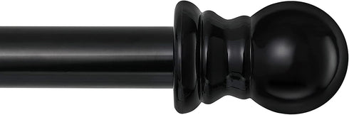 Curtain Rod for Window 30" to 60", 1" Single Curtain Rod Set with Brackets, Stainless Steel Curtain Rod, Decorative Window Curtain Rods for Kitchen Bedroom, Black