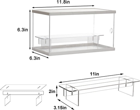 Acrylic Clear Display Case with Black Lid and Black Base, Clear Dustproof Protection Showcase, Display Box Storage Holder for Doll Toy Collectibles ( 11.8 X 6.3 X 6.3 INCH )