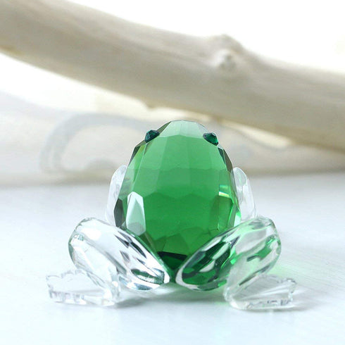 H&D HYALINE & DORA Small Crystal Frog Figurine Collection Paperweight Table Centerpiece Ornament(Green)