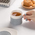 TILANY Tea Cup and Saucer Set - Snowflakes Glazed Coffee Cups with Saucer and Golden Spoon , Luxury 7 Ounce Ceramic Latte Mug Cappuccino Mugs - Drink Ware Gift For Women, Men (Grey)