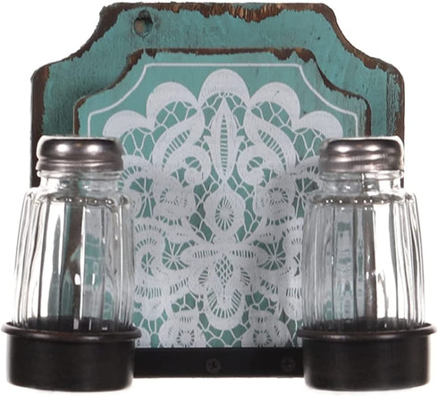 M&F Western 94120 Salt & Pepper Napkin Holder Shaker Set44; Turquoise