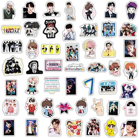 V-Harna BTS Vinyl Stickers Pack| 50Pcs Aesthetic Lovely Bangtan Sonyeondan Kpop V Jimin Jungkook Stickers for Laptop Phone Case Notebook Luggage Water Bottle - Waterproof Stickers Gift