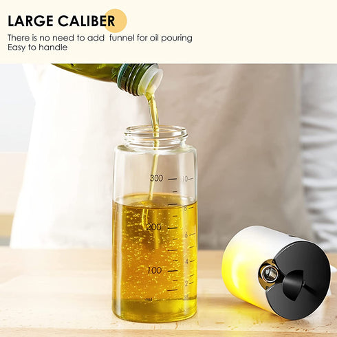 YBDEnevy Olive Oil Dispenser Bottle for Kitchen Cooking Oil Container with Automatic Cap Oil Vinegar Dispenser Set 300ml Olive Oil Bottle with Automatic Cap 2 Packs (yellow&white)