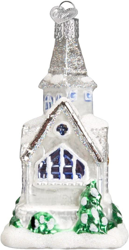 Old World Christmas Church Collection Glass Blown Ornaments for Christmas Tree Sparkling Cathedral