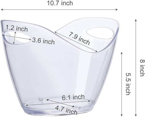 asika Ice Bucket Wine Bucket?Clear Acrylic 3.5 Liter Plastic Tub for Drinks and Parties, Food Grade, Perfect for Wine, Champagne or Beer Bottles