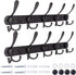 Qihtldsy Coat Rack Wall Mount, Stainless Steel Coat Hooks, 5 Tri Hooks, Heavy Duty Hook Rail for Coat Hat Towel Bag Purse Robes Bedroom Kitchen Bathroom Entryway (Black, 2 Packs)