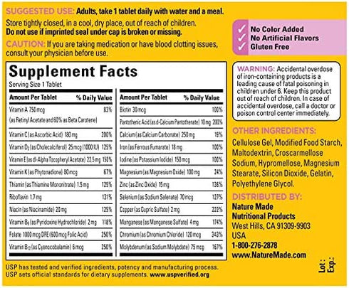 Nature Made Women's Multivitamin Tablets, 90 Count for Daily Nutritional Support