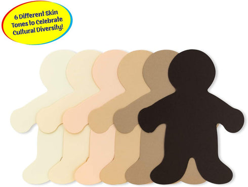 Hygloss Products Kid Shape Cuts Outs Assorted Multi-Cultural Paper - 16", 25 Pack (68253)