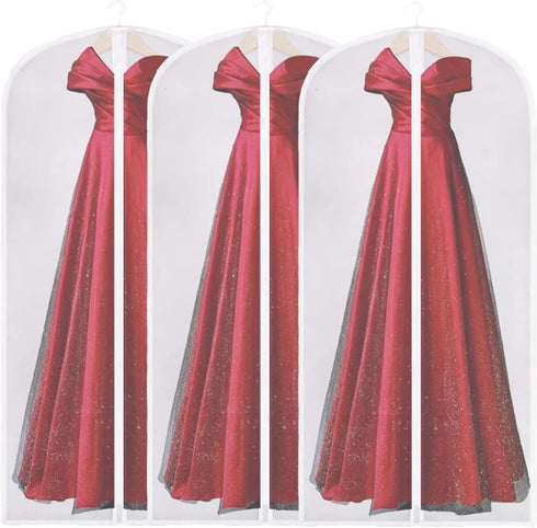 Shlyfen 62 inch Dress Bags for Gowns Long,Garment Bags for Hanging Clothes 23"—62" (3Pcs)