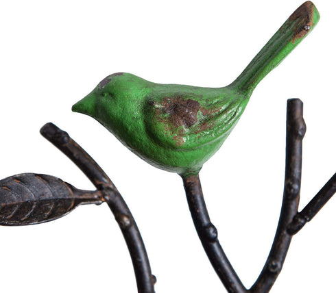 SOFFEE DESIGN 2 Packs Coat Hooks Wall-Mounted Hanging Metal Rack, Heavy Duty Tree Branch & Birds Key Holder, Vintage Farmhouse Coat Hooks for Towels, Hats, Scarves - Green