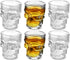 King International 1.5 Oz Shot Glass , Skull Face Heavy Base Shot Glass Set, Whiskey Shot Glass 6-Pack Perfect for Wine Tasting, Tequila, Shooter, Cocktail Pourer, Jigger-clear glass shot glasses-60ml