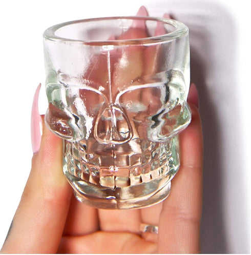 King International 1.5 Oz Shot Glass , Skull Face Heavy Base Shot Glass Set, Whiskey Shot Glass 6-Pack Perfect for Wine Tasting, Tequila, Shooter, Cocktail Pourer, Jigger-clear glass shot glasses-60ml