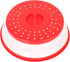 Emoly Collapsible Microwave Cover, Easy Grip Food Splatter Cover Colander Strainer Splatter for Fruit Vegetables, Bap Free and Non-Toxic - Red