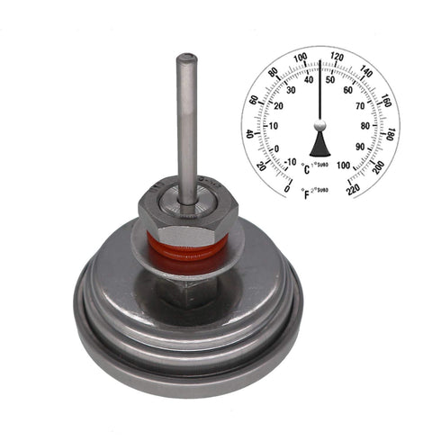 Homebew Weldless Bi-Metal Thermometer Kit, 3"Face & 2"Probe, 1/2"MNPT, 0~220F Degree, Beer Brewing Thermometer, Homebrew Kettle
