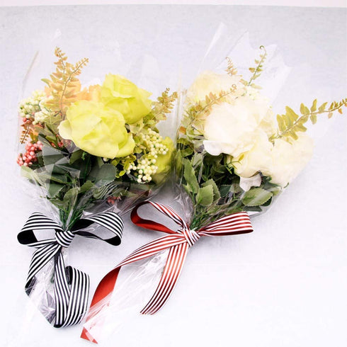 BBC Clear Rose Flower Bouquet Packaging Bags Floral Arrangement Supplies, 100 Counts (M)