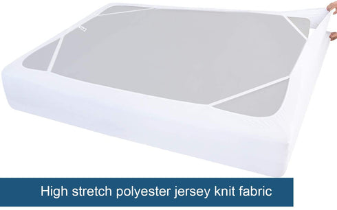 Box Spring Cover California King Size, Elastic Fabric Wrap Around 4 Sides Bed Skirt, Sleek Alternative for Bed Skirts for Hotel/Home, Fits Box Springs up to 13, White