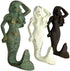 Rustic White, Brown and Teal Cast Iron Mermaid Wall Hooks, Set of 3, 5 3/4 Inch