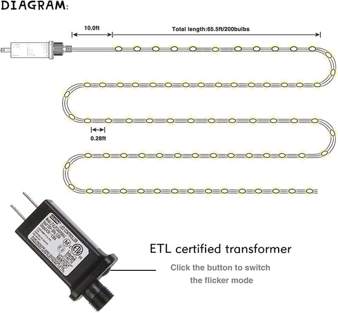 Christmas Tree Lights String Lights for Outside Waterproof 76foot 200Led Christmas Lights Outdoor Indoor Warm White 8Modes Twinkle Fairy Light Plug in