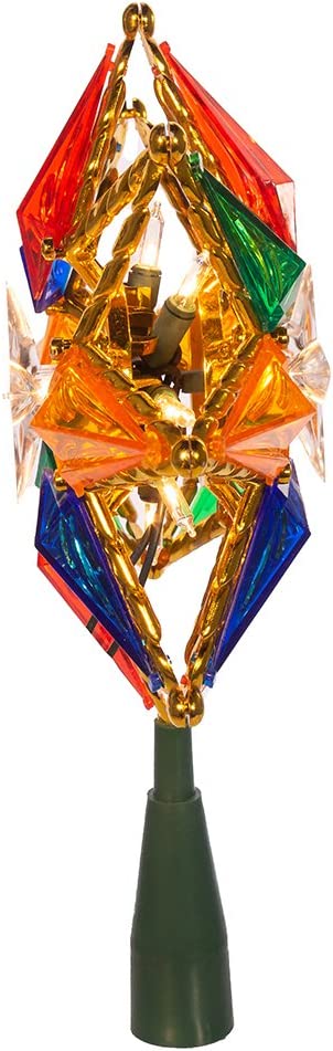 Kurt Adler 10-Light 8-Point Star Christmas Treetop, 8-Inch, Multi-Colored