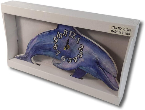 Sea Creations 14" Die Cut Dolphin Clock