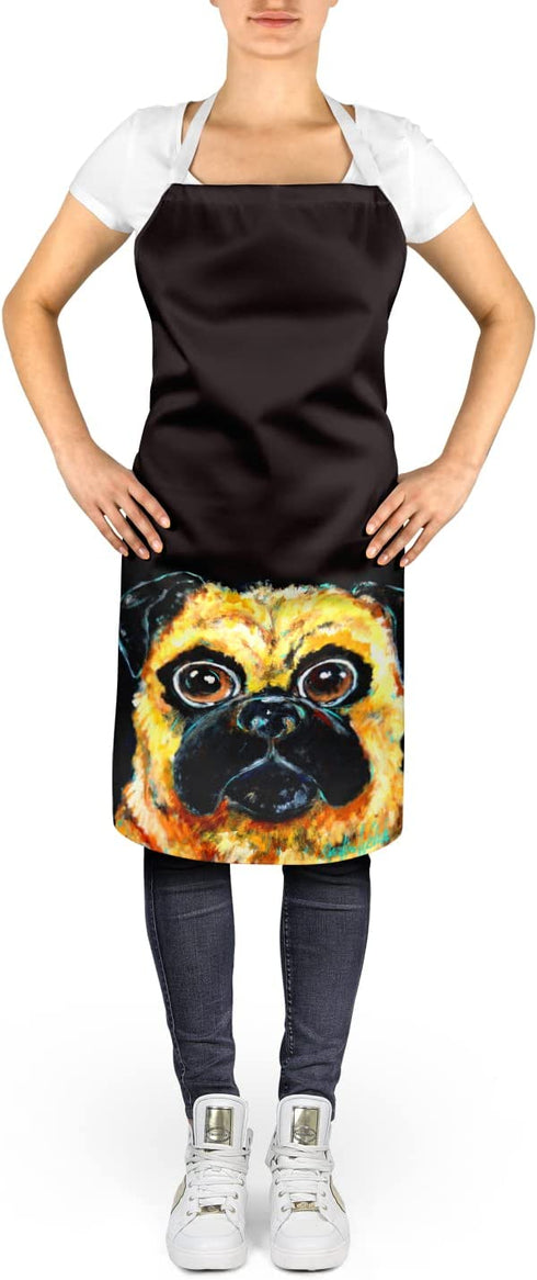 Caroline's Treasures MW1254APRON Pug it Out Apron Polyester Cloth Adult Bib Styled Washable Kitchen Apron, Large, Multicolor