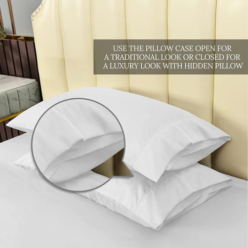 Queen Size Sheet Set White 4 Piece Bamboo Sheets Soft Breathable Fitted Sheet 15" Extra Deep Pocket Pure Luxury Hotel Collection Cooling Bamboo Bed Sheets Wrinkle Free Durable 90" x 102" Flat Sheets