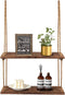Liltime Window Plant Hanging Shelves?2 Tier Window Wall Hanging Shelf for Plant Photo Frames Decorations Display Decor for Window Kitchen Bathroom Bedroom(Rustic Brown)