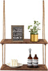 Liltime Window Plant Hanging Shelves?2 Tier Window Wall Hanging Shelf for Plant Photo Frames Decorations Display Decor for Window Kitchen Bathroom Bedroom(Rustic Brown)