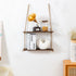 Liltime Window Plant Hanging Shelves?2 Tier Window Wall Hanging Shelf for Plant Photo Frames Decorations Display Decor for Window Kitchen Bathroom Bedroom(Rustic Brown)