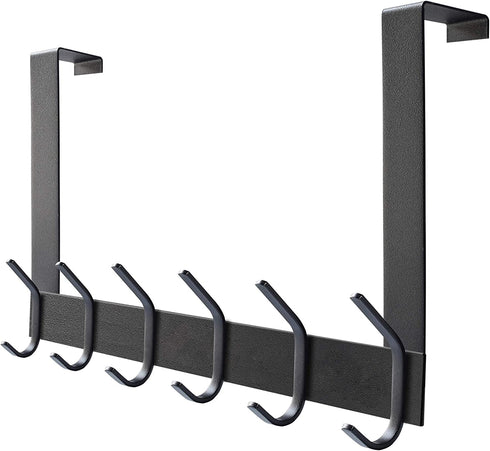 YUMORE Over The Door Hooks, Heavy Duty Over Door Hanger Stainless Steel for Coats Robes, Hanging Towel Rack Back of Bathroom Bedroom Door, Long Arms Easy Reach, Matte Black