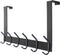 YUMORE Over The Door Hooks, Heavy Duty Over Door Hanger Stainless Steel for Coats Robes, Hanging Towel Rack Back of Bathroom Bedroom Door, Long Arms Easy Reach, Matte Black