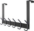 YUMORE Over The Door Hooks, Heavy Duty Over Door Hanger Stainless Steel for Coats Robes, Hanging Towel Rack Back of Bathroom Bedroom Door, Long Arms Easy Reach, Matte Black
