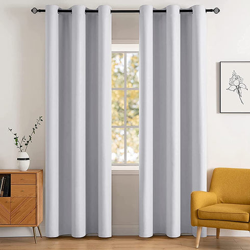 MIULEE Room Darkening Curtains, Thermal Insulated Drapes Solid Window Treatment Set Light Blocking Blackout Curtain for Living Room 2 Panels 42 x 84 inch, Greyish White
