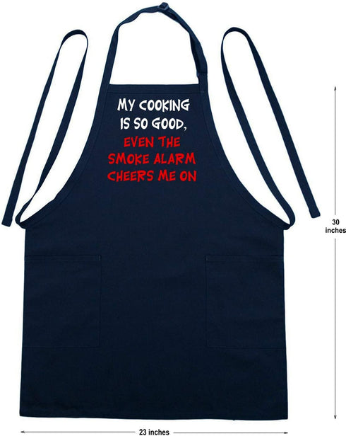 My Cooking Is So Good Funny Kitchen Aprons, Black, 2 Pockets, Adjustable Neck Strap