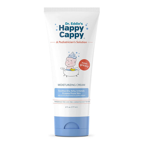 Moisturizing Cream For Children, Soothes Dry, Itchy, Irritated, Eczema Prone Skin, Dermatologist Tested, Fragrance-Free, No Dye, Non-Greasy, by Happy Cappy