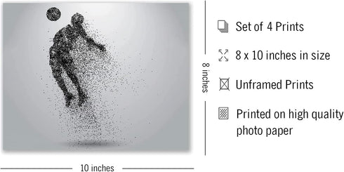 Soccer Wall Art Prints - Particle Silhouette Set of 4 (8x10) Poster Photos - Man Cave- Bedroom Decor