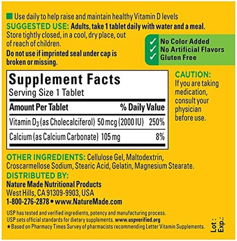 Nature Made Vitamin D3 2000iu 320 Ct. Soft Gels (Packaging May Vary)