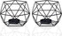 MAINFOR Geometric Tealight Candle Holder Decor for Table Centerpiece, Candle Holder for Pillar Candles Stand Candlestick Holder, Set of 2 Black Metal Wrought Iron Wire Tea Light Candle Sticks Holder