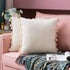 MIULEE Pack of 2 Velvet Soft Solid Decorative Throw Pillow Cover with Tassels Fringe Boho Accent Cushion Case for Couch Sofa Bed 20 x 20 Inch Cream White