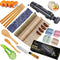 Sushi Making Kit - Bamboo Sushi Mat, All In One Sushi Bazooka Maker with Bamboo Mats, Paddle, Spreader, Sushi Knife, Chopsticks Holder, Cotton Bag with BONUS chopsticks set and 4 PLATES¦