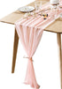 BOXAN Gorgeous Blush Peach Sheer Table Runner 30x120 Inch for Light Peach Romantic Wedding Decor, Bridal & Baby Shower, Birthday Party, Boho Christmas Party Table Decoration