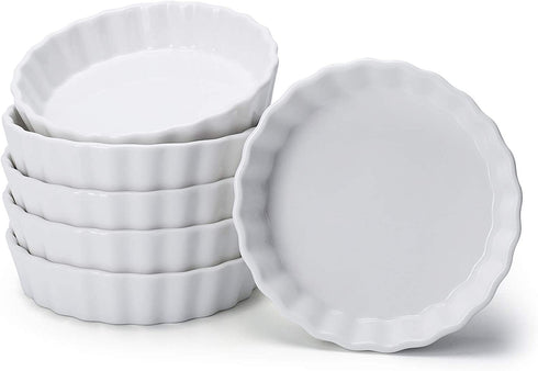 Sweese 509.001 Porcelain Round Ramekins for Baking, 6 Ounce Creme Brulee Dish, Set of 6, White
