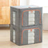 TOUCH-RICH Storage Bins Foldable with Window & Carry Handles Linen Fabric Collapsible Storage Boxes Organizer Set Stackable Containers for Home Bedroom Office Closet Nursery (Gray)