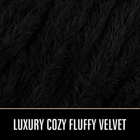 LOCHAS Super Soft Shaggy Faux Fur Blanket, Plush Fuzzy Bed Throw Decorative Washable Cozy Sherpa Fluffy Blankets for Couch Chair Sofa (Black 50" x 60")