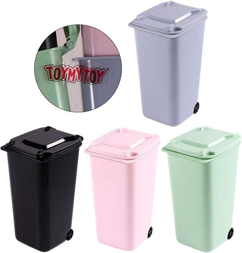 TOYMYTOY Office Trash Can, Desktop Mini Trash Bin, Garbage Bin Set Pencil Cup Holder with Lips & Wheels(4PCS)