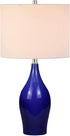 Henn&Hart Traditional Porcelain Table Lamp with Fabric Shade in Navy Blue