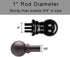 Curtain Rod for Window 30" to 60", 1" Single Curtain Rod Set with Brackets, Stainless Steel Curtain Rod, Decorative Window Curtain Rods for Kitchen Bedroom, Black