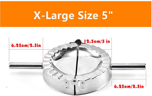 HLYCare Stainless Steel Ravioli Mold Pierogi Dumpling Maker,X-Large 5" Goya Empanada Press Mold, Ravioli Mould Crimper,Wrapper Dough Cutter-for Pie Ravioli Chinese Dumpling Pastry,With long handle