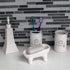 Home Basics, White Le Bain Paris Eiffel Tower 4 Piece Designer Ceramic Bath Accessory Set | Toothbrush Holder, Dispenser, Soap Dish, 1 Tumbler