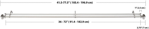 Amazon Basics 1" Double Curtain Rod with Square Finials - 36" to 72", Nickel